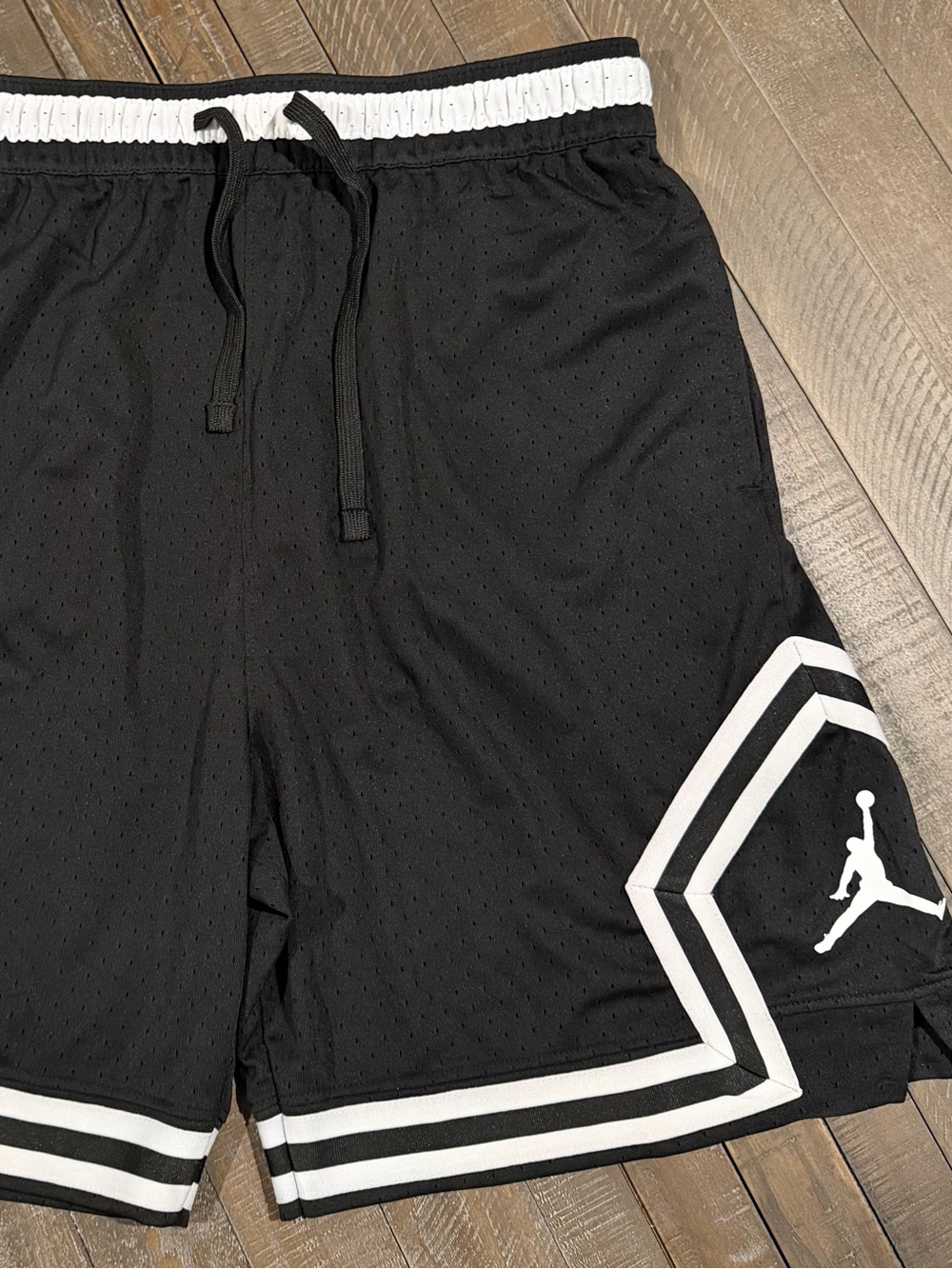 Brand New Jordan Black Athletic Mesh Shorts with White Trim and Jumpman